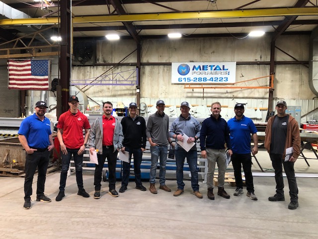 group photo of people who enrolled in a training class at metal formers in mt juliet tn