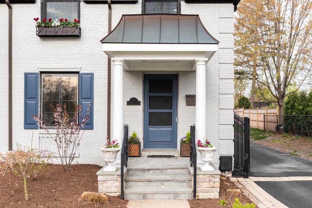 Awning over a door for a residential home.